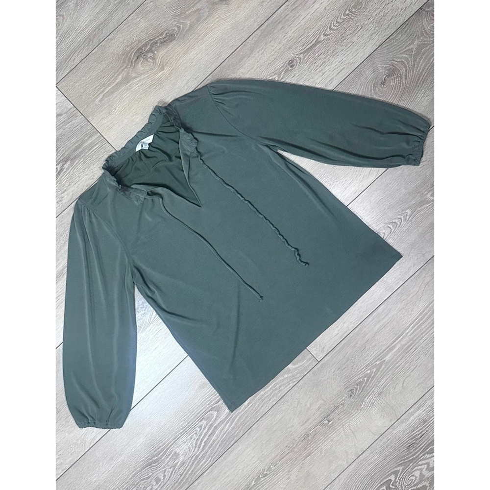 Lucky Brand *Green* Sandwash Ruffled Peasant Top - Picture 4 of 14